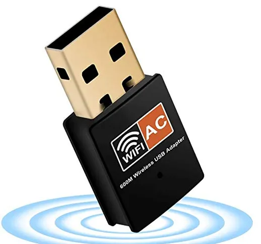 XVZ - Adattatore dongle USB per PC, WiFi 600 Mbps dual band 2.4 GHz/5 GHz veloce ad alta r...