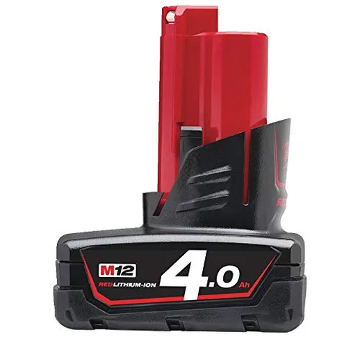 Milwaukee M12B4 M12B4-Batteria agli ioni di Litio, Colore: Rosso, 12 V, Multi, 4.0Ah