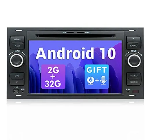 SXAUTO Android 10 Autoradio Doppio DIN per Ford C-Max/Connect/Fiesta/Focus/Fusion/Galaxy/K...