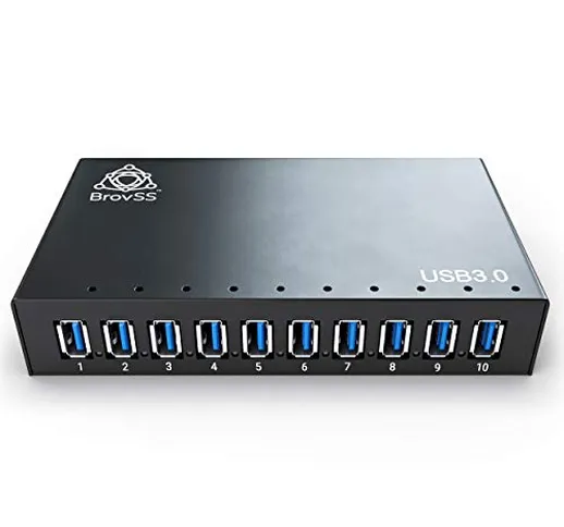 BrovSSTM – 10 porte alimentate USB 3 Hub – Caricatore Hub USB – Molteplici porte USB – Hub...