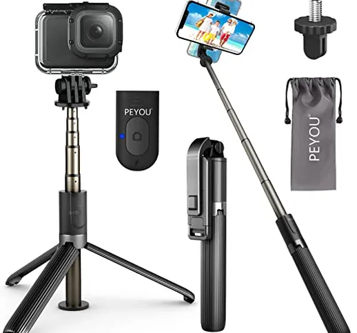 Bastone Selfie, [USB Ricaricabile Telecomando] PEYOU TikTok Selfie Stick in Alluminio, 360...