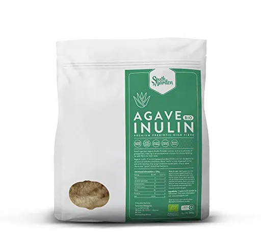Inulina da Agave in Polvere BIO 500 g | SOUTH GARDEN | Prebiotico | Ricco di fibre | Peso...