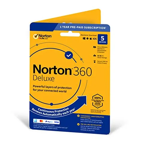 Norton 360 Deluxe 2020 | 5 Devices | 1 Year | Includes Secure VPN and Password Manager | P...