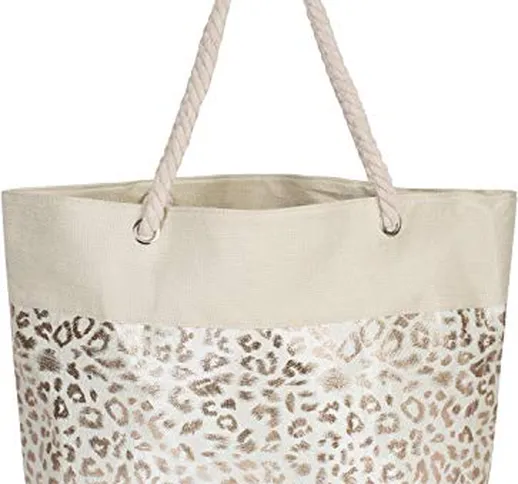 styleBREAKER Borsa da spiaggia XXL da donna con stampa animalier leopardata metallica, bor...