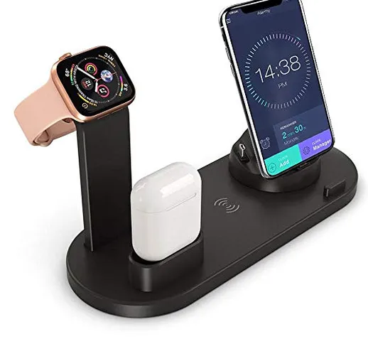 FOONEE 3 in 1 Supporto Ricarica Dock Station, 10W Qi Wireless Caricatore, per Apple iWatch...