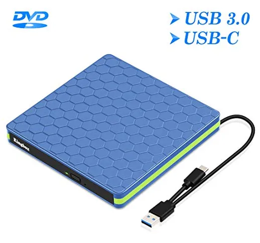 Lettore DVD Esterno,Masterizzatore CD DVD Esterno USB 3.0 Tipo-C CD/DVD +/-RW Per MacBook,...