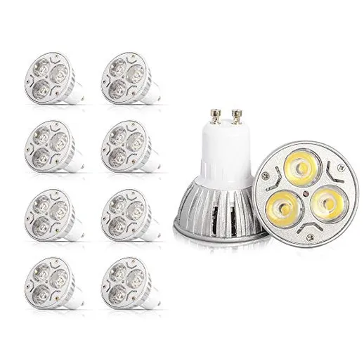 8 pezzi lampadina 3 W LED GU10 3 X 1 W ac 85 – 265 V Bianco caldo 3000 K 240lm