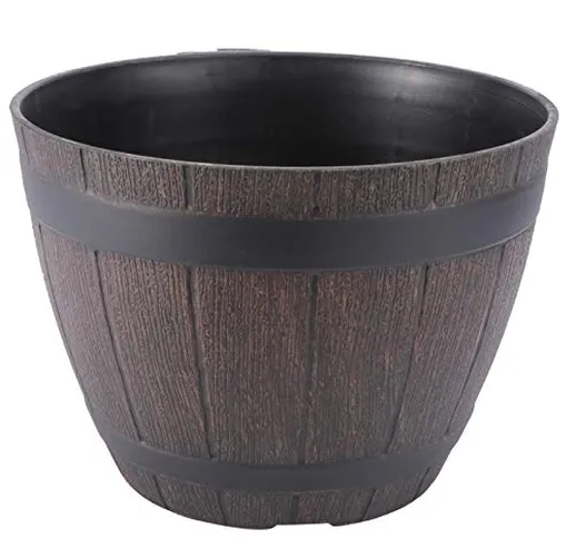 Vaso per alberi grande lavabo per alberi resina imitazione rattan barile di legno bonsai a...