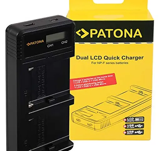PATONA Caricatore Doppio LCD per NP-F970 F550 F750 FM50 FM500H Batteria Compatibile con So...