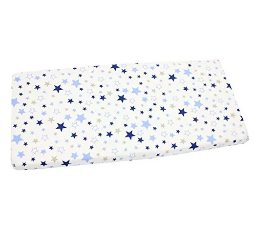 TupTam Lenzuolo con Angol Lettino Culla con Motivo Bambini, Stelle Blu Scuro/Blu, 90 x 40...