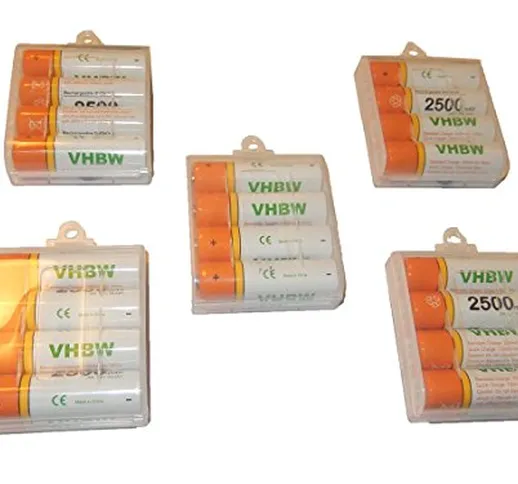 vhbw 20 x AA Mignon HR6 LR6 Batteria 2500mAh per Kodak Fun Saver, PixPro AZ251, FZ41, FZ42...