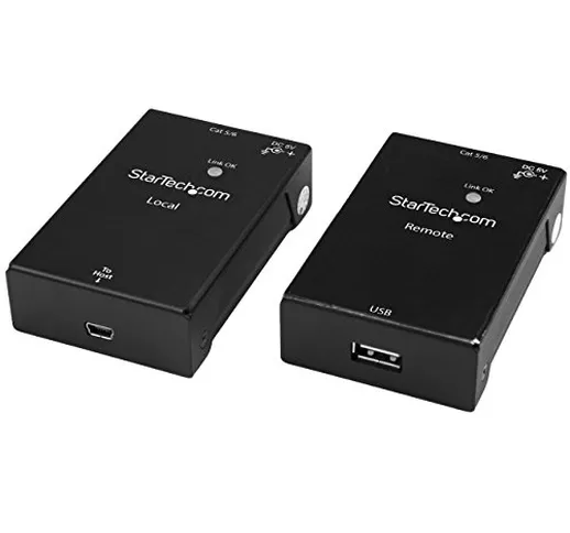 StarTech.com Extender USB 2.0 su cavo Cat5e/Cat6 (RJ45) - Fino a 50m - Kit adattatore per...