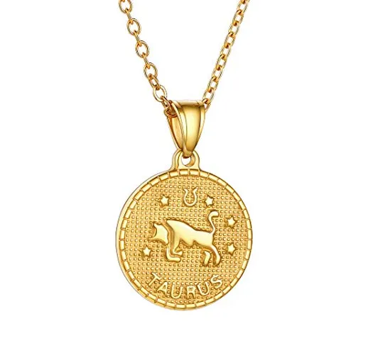 Collana con moneta costellazione del segno zodiacale Toro Jewerly Goldchic 12, ciondolo or...