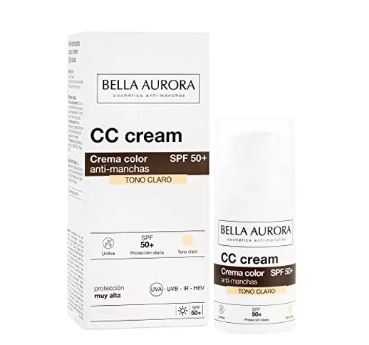 Bella Aurora, CC Cream Anti-Macchie SPF 50+, Crema Solare Colorata Anti-Macchia, Crema Vis...