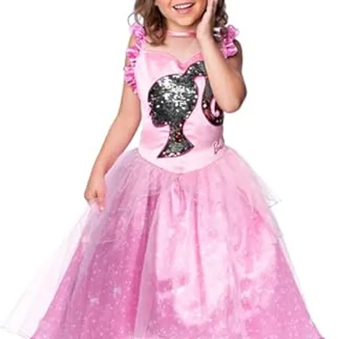 RUBIES - Barbie Ufficiale - Costume Barbie da principessa con paillettes per bambini, tagl...