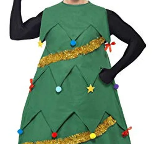 SMIFFYS Costume Albero di Natale, Verde, con tunica e cappello, Deluxe