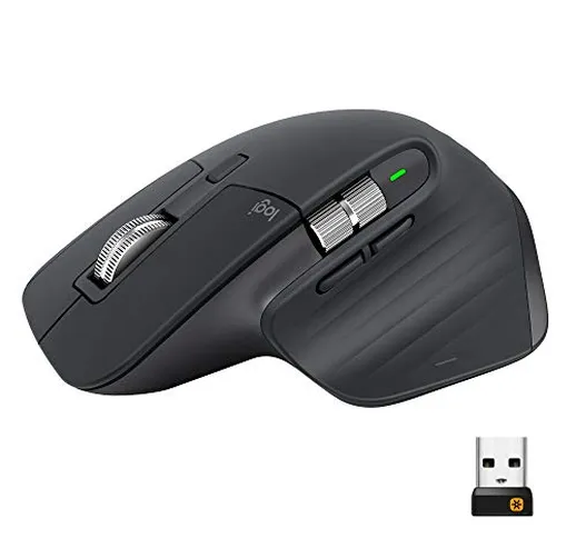 Logitech MX Master 3 Mouse Wireless Avanzato, Ricevitore Bluetooth o USB 2.4 GHz, Scorrime...