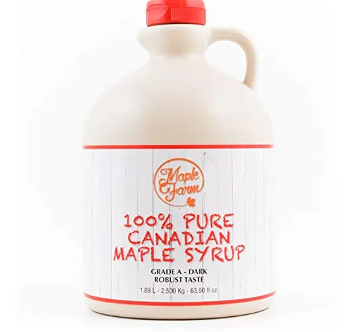 MapleFarm - Puro sciroppo d'acero Canadese. Grado A, Dark - 1,89 Litri - Pure maple syrup...
