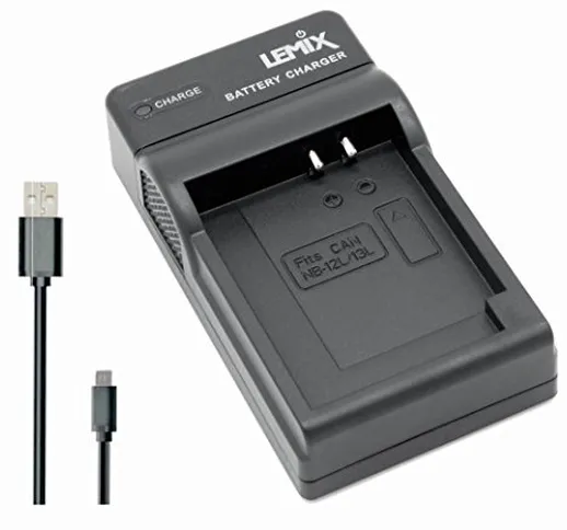 Lemix (NB13L) Caricatore USB Ultra Sottile slim per batterie Canon NB-13L & NB-12L e per f...