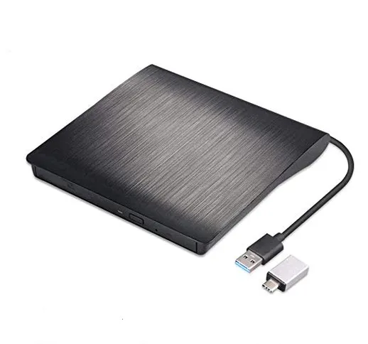 Lightscribe - Bruciatore esterno per CD, DVD, lettore DVD +/-RW ROM USB 3.0 Type-C, lettor...