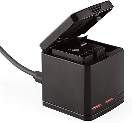 TELESIN Tripla caricatore e scatola di immagazzinaggio di batteria per GoPro Hero 6 / 5,3...