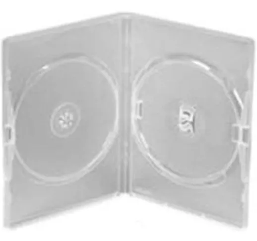 Media Replication - custodia Amaray doppia, per DVD, trasparente, spessore dorso 14 mm, co...