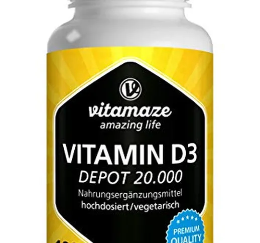 Vitamin D Depot alta Dose 20000 IU, 1000 UI Dose Giornaliera, 180 Compresse Vegetariano, V...