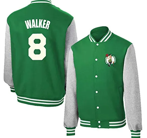 Kemba Walker # 8 Giacca Camicia Baseball, a Maniche Lunghe di Pallacanestro più Fleece Bos...