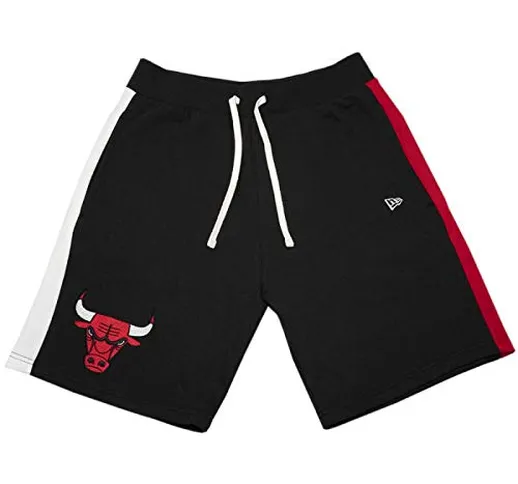 New Era - Pantaloncini NBA Chicago Bulls Side Stripe, da uomo, colore: Nero, multicolore,...