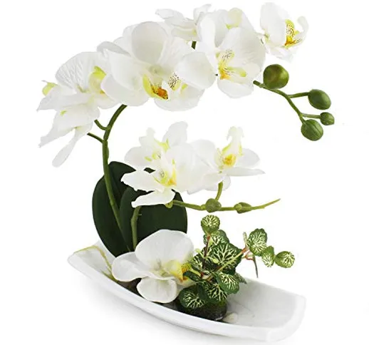 True Holiday Composizione di orchidee artificiali, perfetta per vasi di porcellana bianca,...