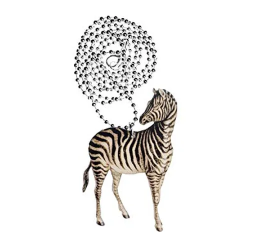 Miniblings Collana Zebra Catena 80cm Legno Laserprint LC Animal Zoo Safari Africa