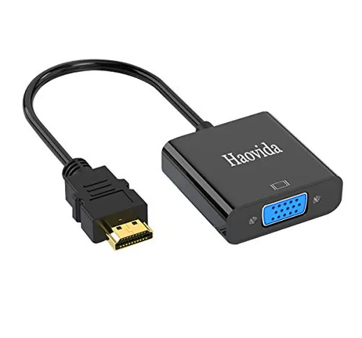Haovida Adattatore HDMI a VGA, HDMI-VGA Placcato in Oro (da Maschio a Femmina) per Compute...