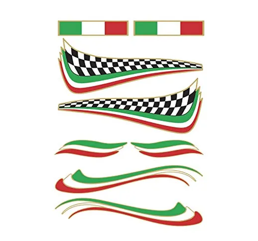 Adesivo Bandiera Italiana - kit 8 pezzi - Stickers decalcomania in pvc adesivo per esterno...