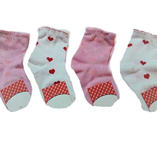 calzini 4 paia bambina Maferino tg. 3 21/22 scarpa colori rosa e bianco e rosso corti coto...