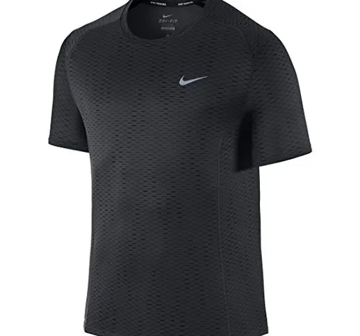 Nike Dri-Fit Miler Fuse SS Maglia da Running, Anthracite/Reflective Silver, S