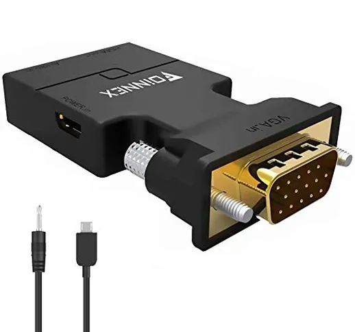 Adattatore da VGA a HDMI, Convertitore da VGA to HDMI con Audio Video 1080P, Converter Ada...