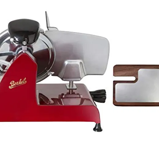 BERKEL - Affettatrice Red line 250 + Tagliere in frassino e acciaio inox (Rosso)