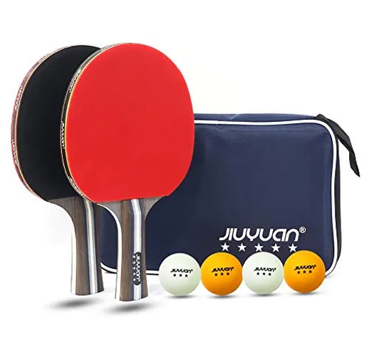 JIUYUAN Set Professionale di Racchette da Ping Pong, Mazza da Ping Pong con Palline, 2 Rac...