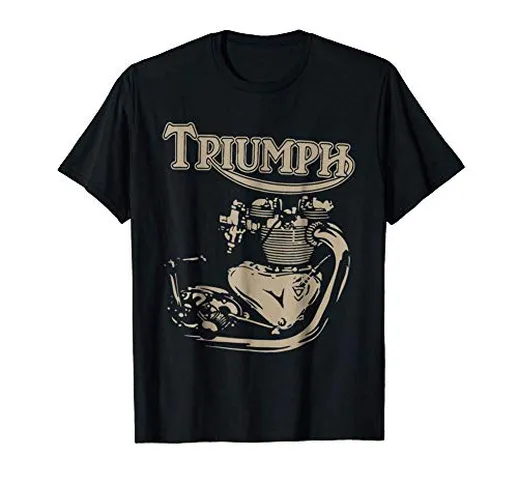 New Triumph Engine Motorcycle Cycling T-Shirt Black Cotton S-5XL
