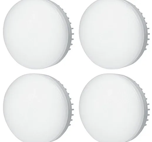 DASKOO Confezione da 4 lampadine a LED GX53, 5 W = 40 W, in alluminio + PC bianco freddo,...
