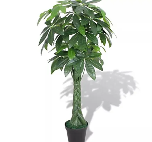 binzhoueushopping Pachira Acquatica Pianta Artificiale con Vaso 145 cm Verde pianta Artifi...