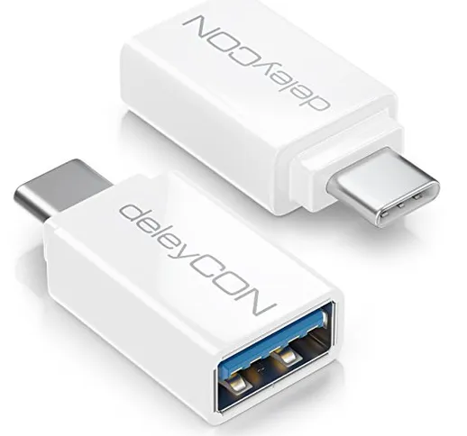 deleyCON 2x OTG Adattatore USB C Attacco USB a Presa USB C per Telefono Cellulare Smartpho...