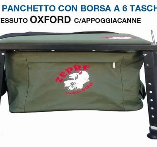 Zepre Panchetto a 6 Tasche con Tessuto Oxford con appoggiacanne Misure Sedile+Borsa 28x38x...