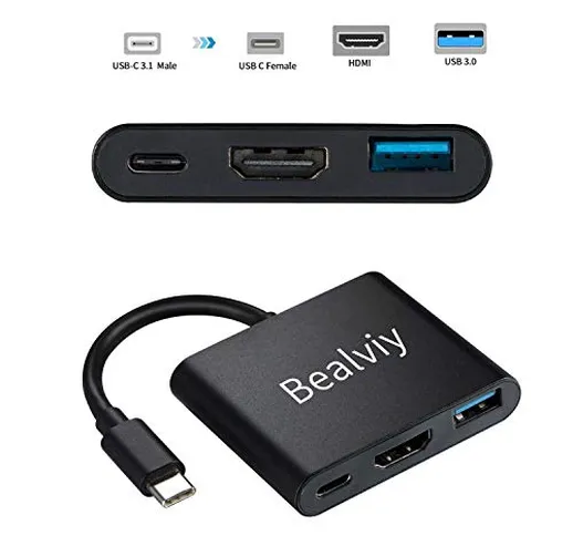 Adattatore da USB C a HDMI, Bealviy Type c Adattatore HDMI 4K, USB Tipo C Hub Adattatore a...