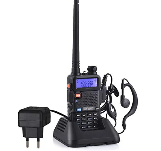 ESYNiC Walkie Talkie UV-5R Dual Band 65-108MHz VHF/UHF con Alimentatore Walky Talky LED FM...