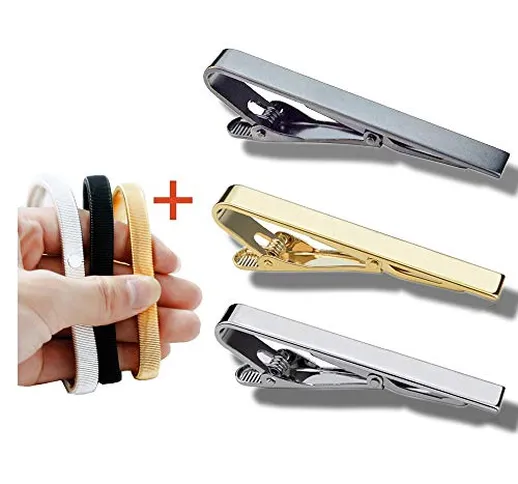 3pcs Tie Bar Clip per uomini e 3 paia portacamicie, fermacravatta Tie Clips Affari profess...