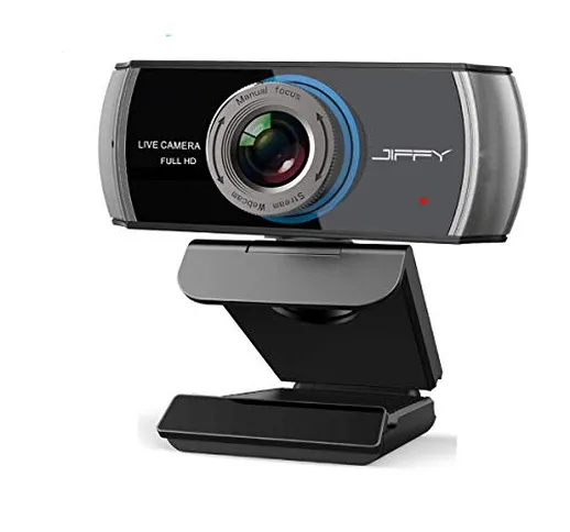 JIFFY - Webcam HD,1080P/1536P, con attacco USB, doppio microfono e ampio angolo di ripresa...