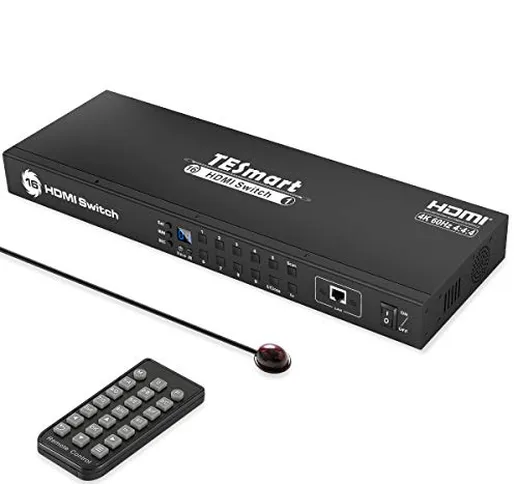 TESmart, Switch Splitter HDMI 2/3/4/5/8/16 porte, supporta HD 4K 3D 1080P per Xbox / PS4 /...