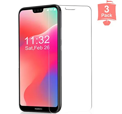 [3 Pezzi] Vetro Temperato per Huawei P20 Lite Pellicola Protettiva, Facile da installare,...