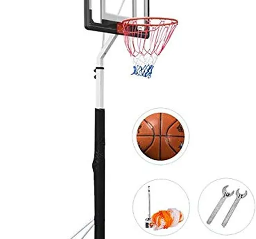 JNY Basket Stand Portable Canestro da Pallacanestro for i Bambini, Adulti, Ragazzi, Intern...